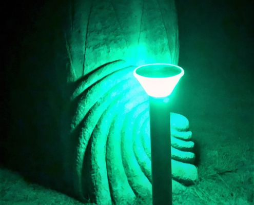 green coloured solar bollard