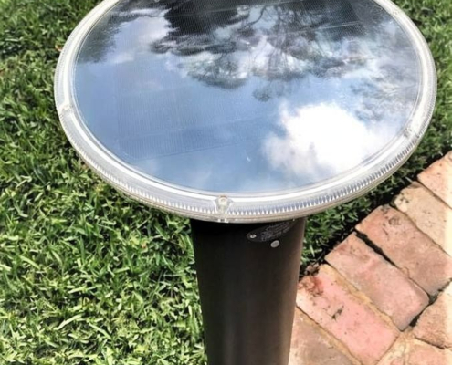 coloured solar bollard top view