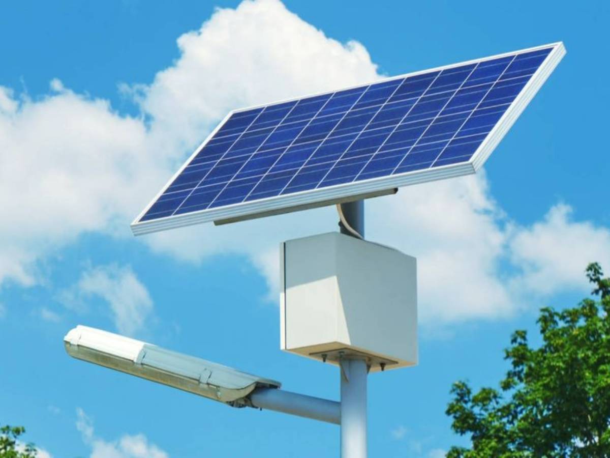 detail of a commercial solar light system designed by Asten Solar