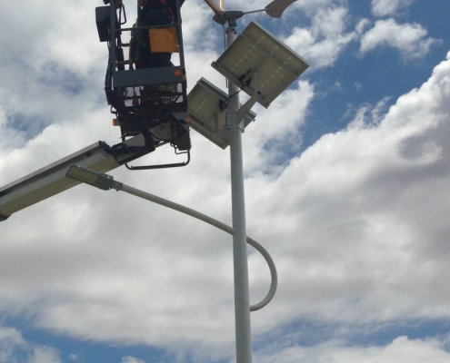 installing wind solar lighting tower