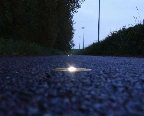 solar in ground light in a road