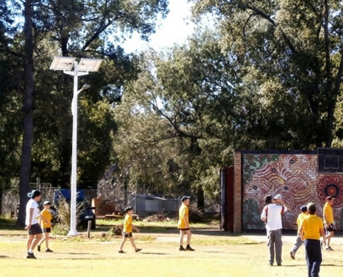 Solar lighting at a school oval