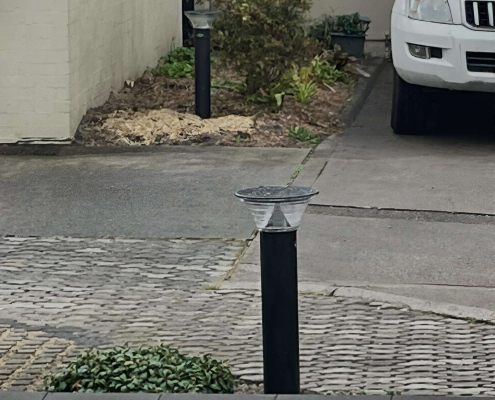solar bollard in a car park