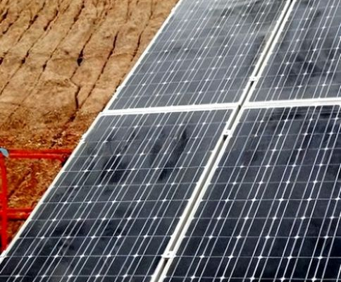 solar panels for lighting at Alkane mine