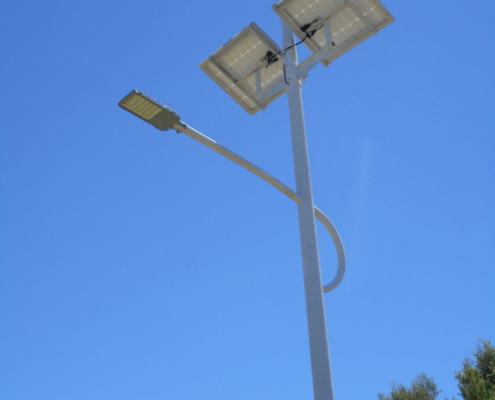 installation of a hybrid wind solar light tower