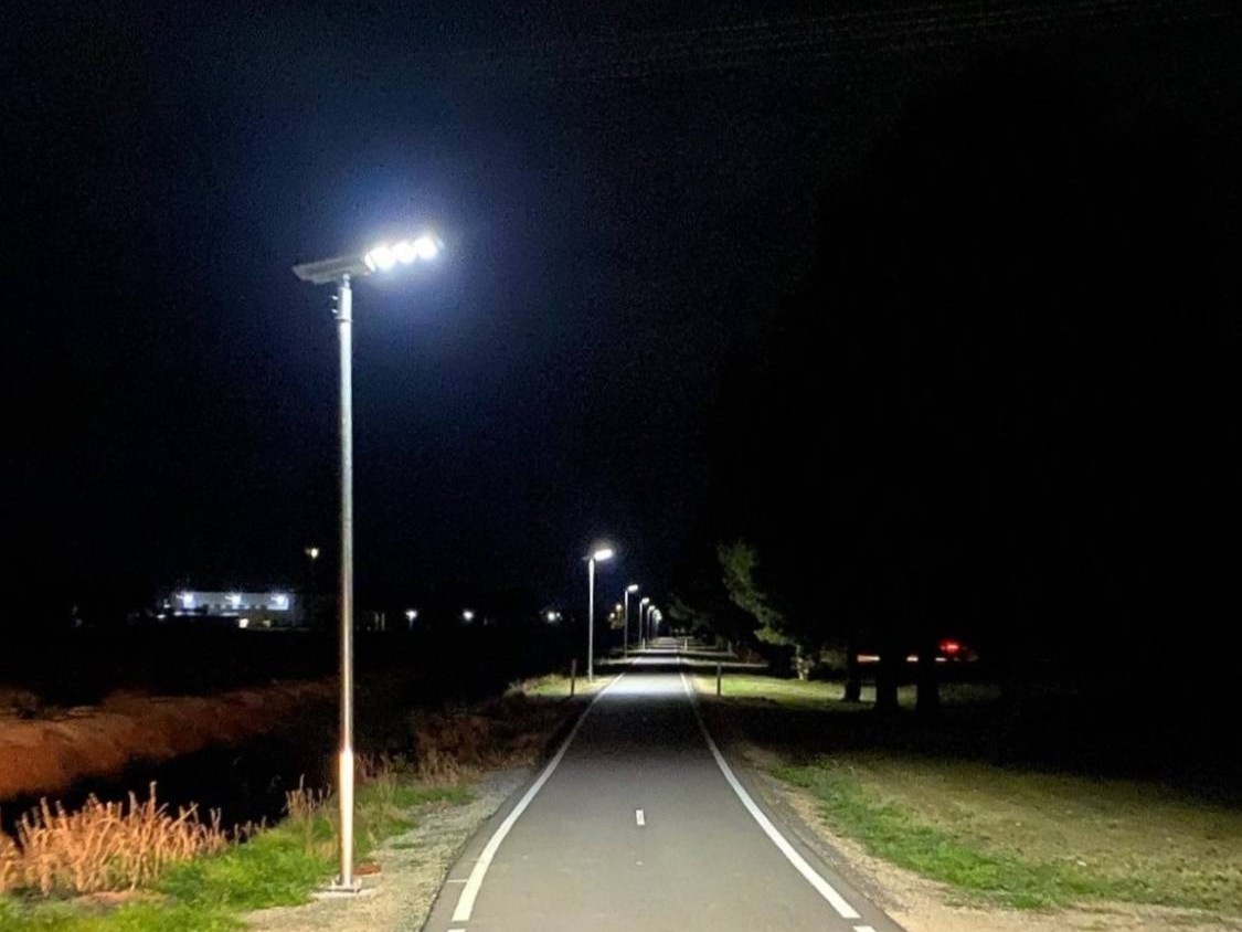 commercial solar pathway lighting in a public park
