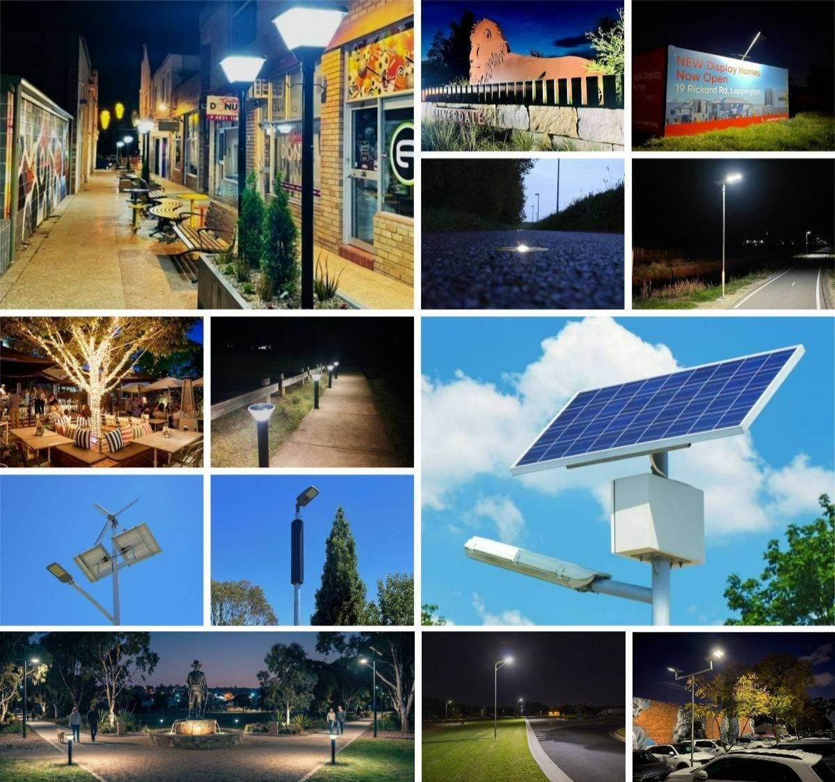 Asten Solar's solar lighting products in a grid