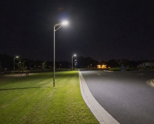 solar street lights at night